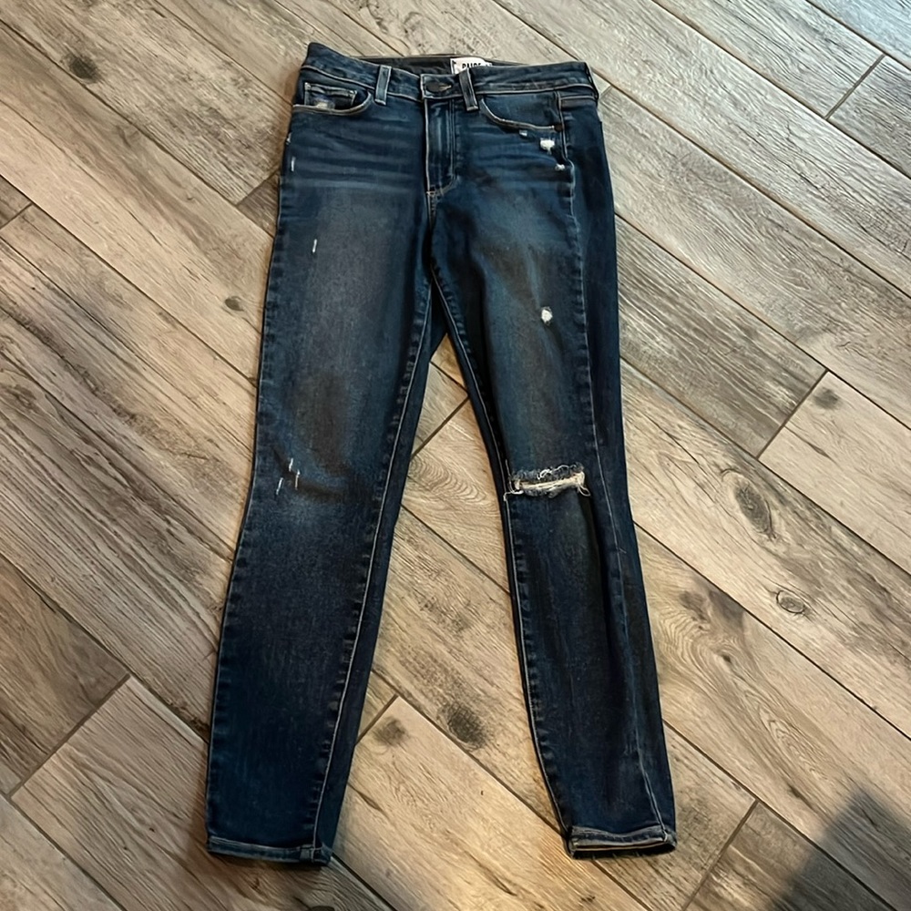 EUC PAIGE skinny ripped jeans, sz 27